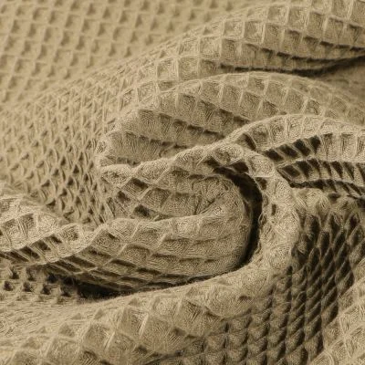 Tissu Nid d&#039;abeille uni Vert kaki clair - Par 10 cm
