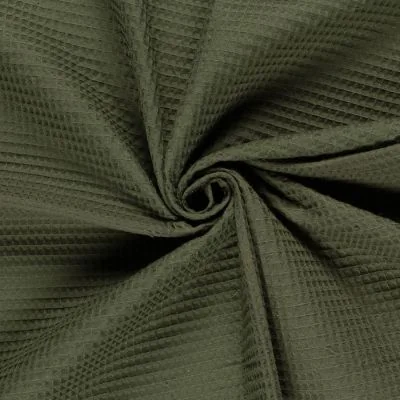 Tissu Nid d&#039;abeille uni Vert kaki foncé - Par 10 cm