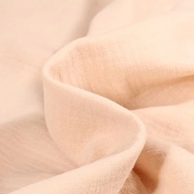 Tissu Double gaze de coton uni Crème - Par 10 cm