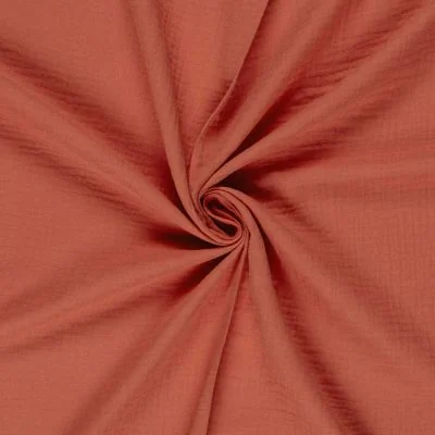 Tissu double gaze uni  Corail - Par 10 cm