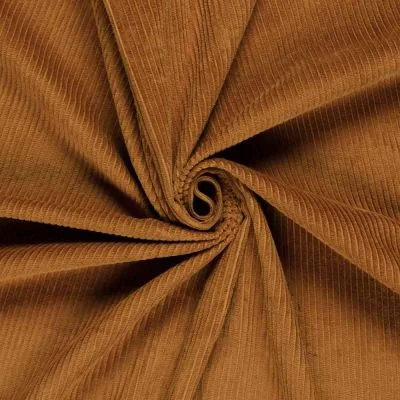 Tissu Velours Côtelé  Ribelle uni Caramel - Par 10 cm