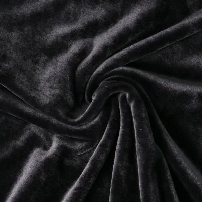 Tissu Velours d&#039;ameublement extensible Alcéa uni Noir - Par 10 cm