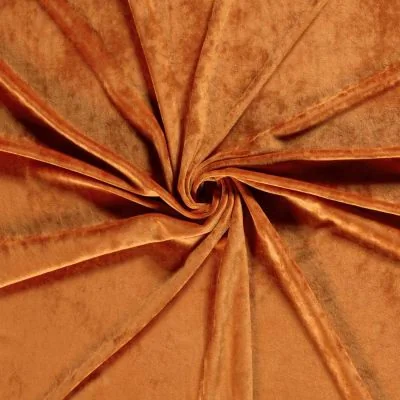 Tissu Velours d&#039;ameublement extensible Alcéa uni Orange - Par 10 cm