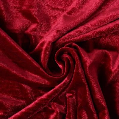Tissu Velours d&#039;ameublement extensible Cybèle uni Rouge - Par 10 cm