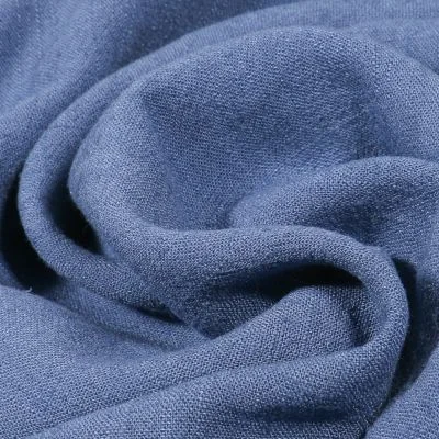 Tissu Viscose Lin lavé uni Bleu ancien - Par 10 cm