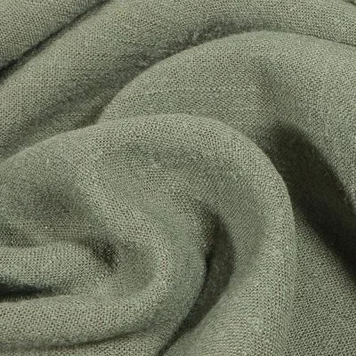 Tissu Viscose Lin lavé uni Vert kaki - Par 10 cm