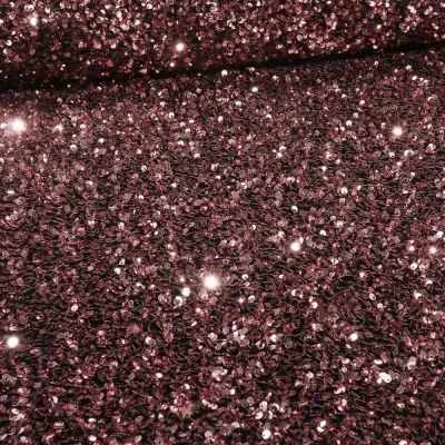 Tissu Sequins épais extensible Rose - Par 10 cm