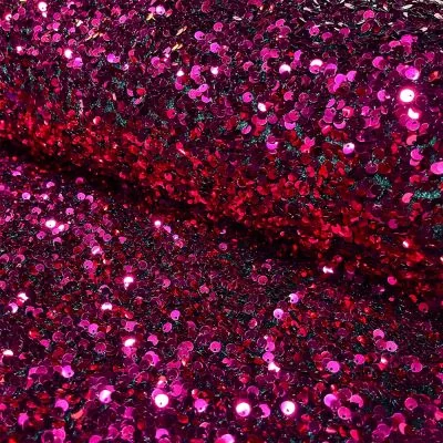 Tissu Sequins épais extensible Rose fuchsia - Par 10 cm