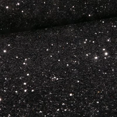 Tissu Sequins épais extensible Noir - Par 10 cm