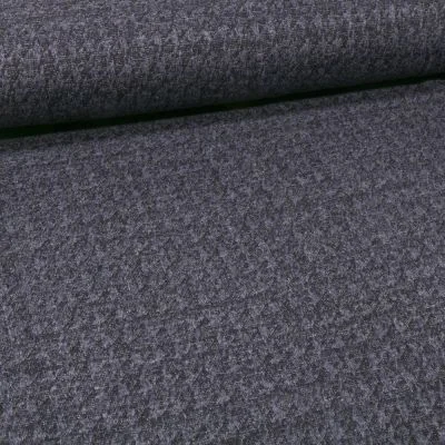 Tissu Maille Polyviscose Pieds de poules sur fond Bleu marine - Par 10 cm