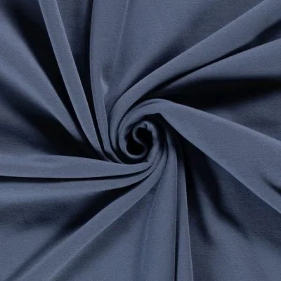 Tissu Sweat envers doudou uni Bleu indigo - Par 10 cm