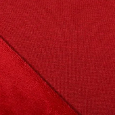 Tissu Sweat envers minky uni Bordeaux - Par 10 cm