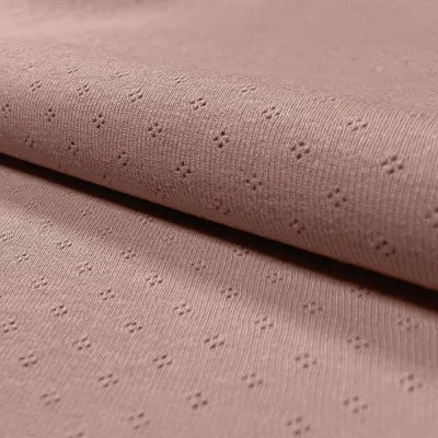 Tissu Jersey Coton ajouré Baby Vieux rose - Par 10 cm