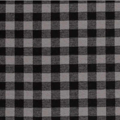 Tissu Maille Jersey toucher flanelle Carreaux sur fond Gris - Par 10 cm