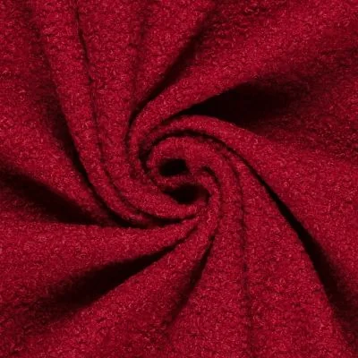 Tissu Bouclette Teddy uni Rouge - Par 10 cm