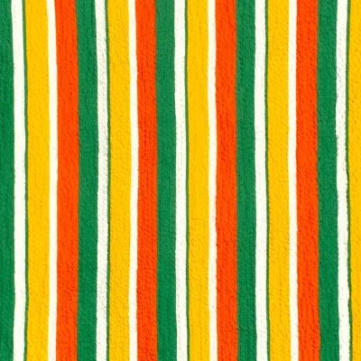Tissu Viscose gaufré Rayé orange et vert sur fond Blanc - Par 10 cm