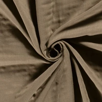 Tissu Lange mélangé uni Taupe - Par 10 cm