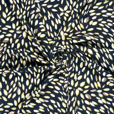 Tissu jersey Milano maille lourde Ponte di Roma Fleuris sur fond Bleu marine - Par 10 cm