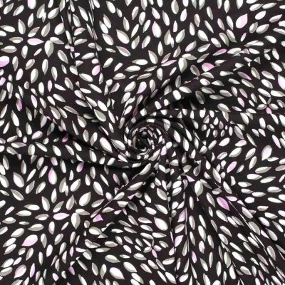 Tissu jersey Milano maille lourde Ponte di Roma Fleuris sur fond Noir - Par 10 cm