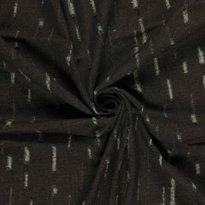 Tissu Jean Denim déchirures fils multicolore sur fond Noir - Par 10 cm