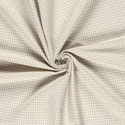 Tissu Bengaline de Viscose Mini Vichy blanc sur fond Ecru - Par 10 cm