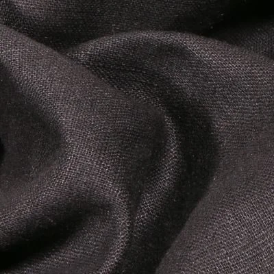 Tissu Ramie Lin uni Noir - Par 10 cm