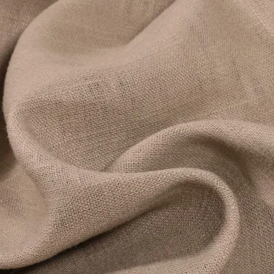 Tissu Ramie Lin uni Beige nature - Par 10 cm