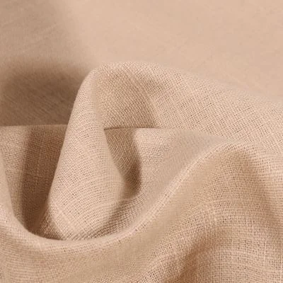 Tissu Ramie Lin uni Beige - Par 10 cm