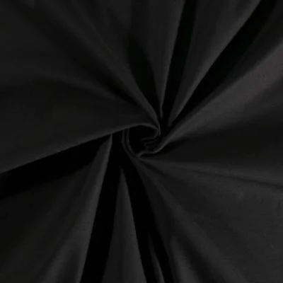 Tissu Coton Satiné extensible Noir - Par 10 cm