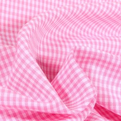 Tissu Vichy Mini carreaux 3 mm Rose pastel - Par 10 cm