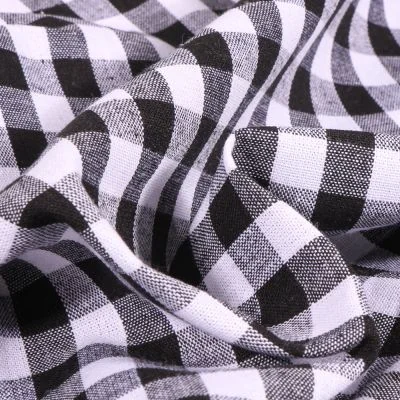 Tissu Vichy Grands carreaux 10 mm Noir - Par 10 cm