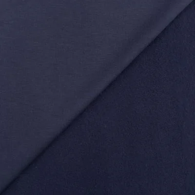 Tissu Molleton Sweat uni Bleu marine x10cm