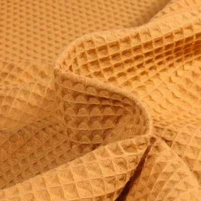 Tissu Nid d&#039;abeille Jaune safran - Par 10 cm