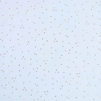Tissu Double gaze Baya Pois dorés sur fond Bleu clair - Par 10 cm