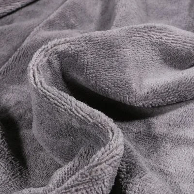 Tissu Éponge réversible Bambou envers polyester tout doux Gris anthracite - Par 10 cm