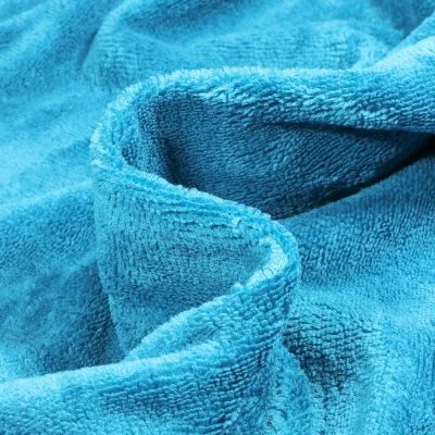 Tissu Éponge réversible Bambou envers polyester tout doux Bleu canard - Par 10 cm