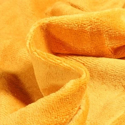 Tissu Éponge réversible Bambou envers polyester tout doux Jaune moutarde - Par 10 cm