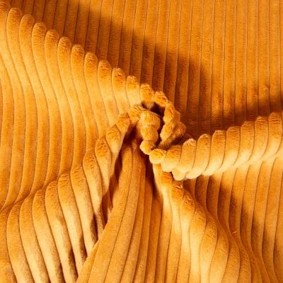 Tissu Minky côtelé d&#039;ameublement 10 mm uni Ocre - Par 10 cm