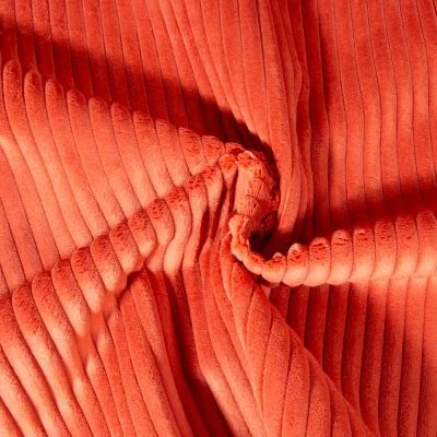Tissu Minky côtelé d&#039;ameublement 10 mm uni Terracotta - Par 10 cm