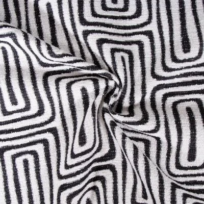 Tissu Jacquard d&#039;ameublement tissé teint Gobi noir sur fond Blanc - Par 10 cm