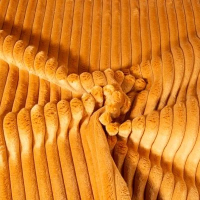 Tissu Minky côtelé d&#039;ameublement 15 mm uni Ocre - Par 10 cm