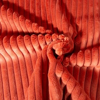 Tissu Minky côtelé d&#039;ameublement 15 mm uni Terracotta - Par 10 cm