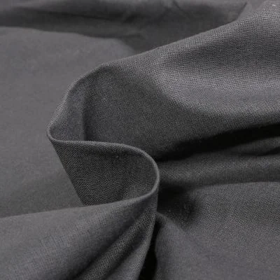 Tissu Coton uni Gris anthracite profond - Par 10 cm