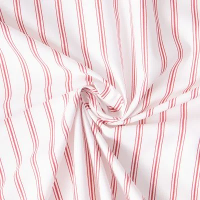 Tissu Coton imprimé Arty rayures Rouge sur fond Blanc - Par 10 cm