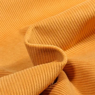 Tissu Velours d&#039;ameublement côtelé Lena Ocre - Par 10 cm