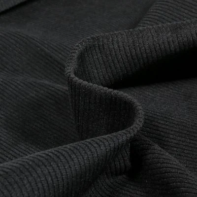 Tissu Velours d&#039;ameublement côtelé Lena Noir - Par 10 cm