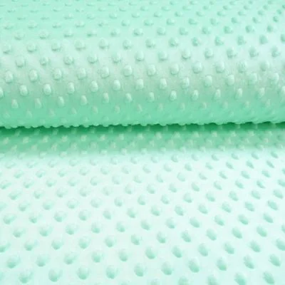 Tissu Minky Ultra doux Pois Menthe - Par 10 cm